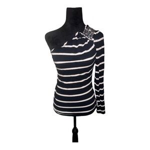 One sleeve, jeweled top